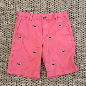 Vineyard Vine Breaker Short - Pink with Navy Embroidered Whales - Size 12